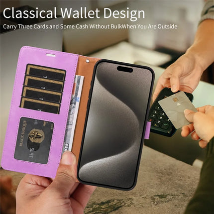 For iPhone 16 Pro Max Case RFID Blocking Wallet Stand Leather Flip Phone Cover with Slim Strap