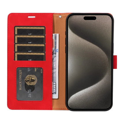 For iPhone 16 Pro Max Case RFID Blocking Wallet Stand Leather Flip Phone Cover with Slim Strap