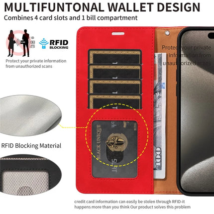 For iPhone 16 Pro Max Case RFID Blocking Wallet Stand Leather Flip Phone Cover with Slim Strap