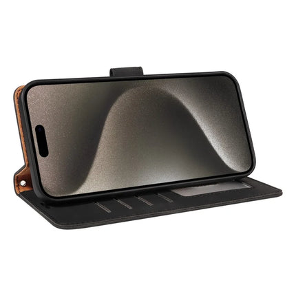For iPhone 16 Pro Max Case RFID Blocking Wallet Stand Leather Flip Phone Cover with Slim Strap