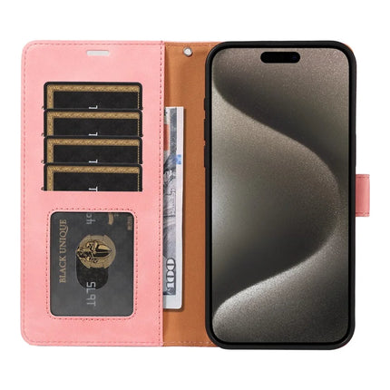 For iPhone 16 Pro Max Case RFID Blocking Wallet Stand Leather Flip Phone Cover with Slim Strap