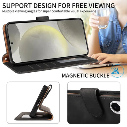 For Samsung Galaxy S23 FE Case RFID Blocking Wallet Stand Leather Flip Phone Cover with Slim Strap