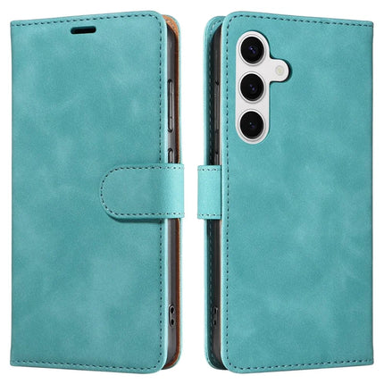 For Samsung Galaxy S23 FE Case RFID Blocking Wallet Stand Leather Flip Phone Cover with Slim Strap - Green