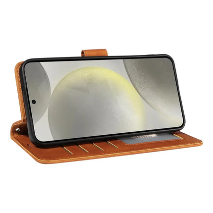 For Samsung Galaxy S23 FE Case RFID Blocking Wallet Stand Leather Flip Phone Cover with Slim Strap