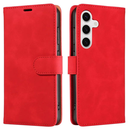 For Samsung Galaxy S23 FE Case RFID Blocking Wallet Stand Leather Flip Phone Cover with Slim Strap - Red