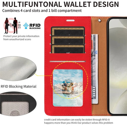 For Samsung Galaxy S23 FE Case RFID Blocking Wallet Stand Leather Flip Phone Cover with Slim Strap
