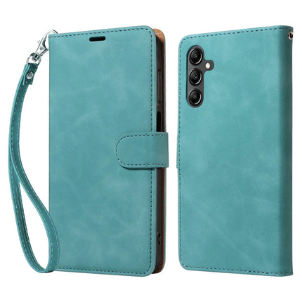 For Samsung Galaxy A54 5G Case with Thickened Strap RFID Blocking Wallet Stand Leather Flip Phone Cover - Green