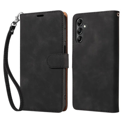 For Samsung Galaxy A54 5G Case with Thickened Strap RFID Blocking Wallet Stand Leather Flip Phone Cover - Black