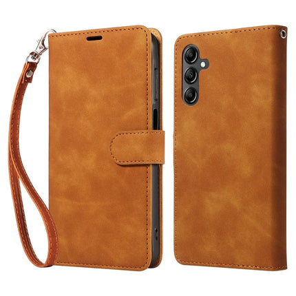 For Samsung Galaxy A35 5G Case with Thickened Strap RFID Blocking Wallet Stand Leather Flip Phone Cover - Brown