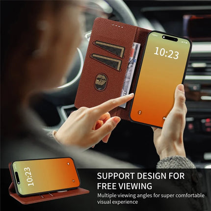 For iPhone 13 Pro Max Case RFID Blocking Strong Magnetic Leather Wallet Phone Cover