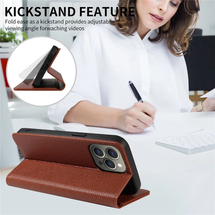 For iPhone 13 Pro Max Case RFID Blocking Strong Magnetic Leather Wallet Phone Cover