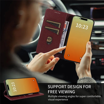 For iPhone 13 Pro Max Case RFID Blocking Strong Magnetic Leather Wallet Phone Cover