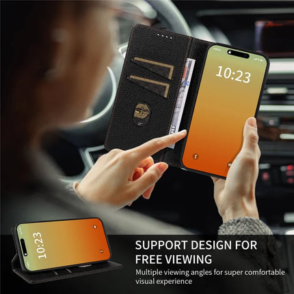 For iPhone 13 Pro Max Case RFID Blocking Strong Magnetic Leather Wallet Phone Cover