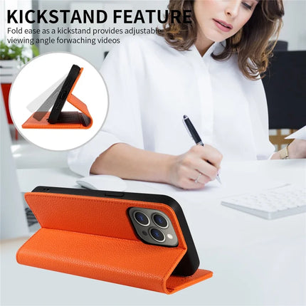 For iPhone 13 Pro Max Case RFID Blocking Strong Magnetic Leather Wallet Phone Cover