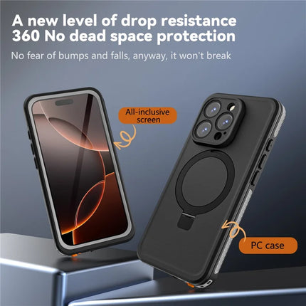 REDPEPPER IP68 Waterproof Case For iPhone 16 Pro Max Phone Back Cover Kickstand Compatible with MagSafe