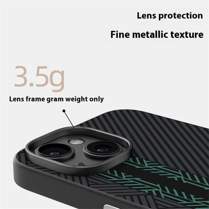 ABEEL For iPhone 15 Case PC + TPU + Aluminum Alloy + PU Leather Phone Cover Compatible with MagSafe