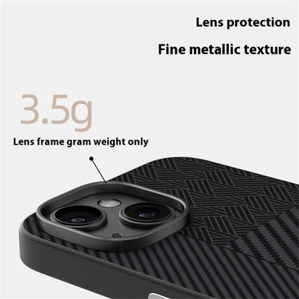 ABEEL For iPhone 15 Case PC + TPU + Aluminum Alloy + PU Leather Phone Cover Compatible with MagSafe