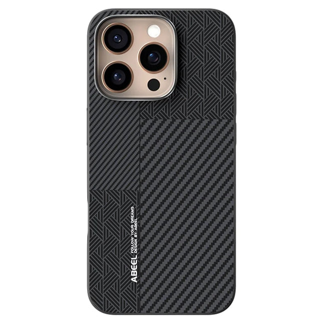 ABEEL For iPhone 16 Pro Max Case PC + TPU + Aluminum Alloy + PU Leather Phone Cover Compatible with MagSafe - Texture 1