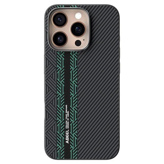 ABEEL For iPhone 16 Pro Case PC + TPU + Aluminum Alloy + PU Leather Phone Cover Compatible with MagSafe - Texture 2