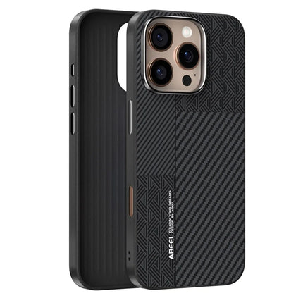 ABEEL For iPhone 16 Pro Case PC + TPU + Aluminum Alloy + PU Leather Phone Cover Compatible with MagSafe