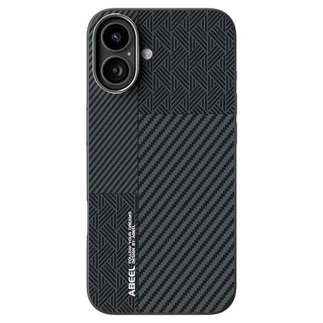 ABEEL For iPhone 16 Case PC + TPU + Aluminum Alloy + PU Leather Phone Cover Compatible with MagSafe - Texture 1