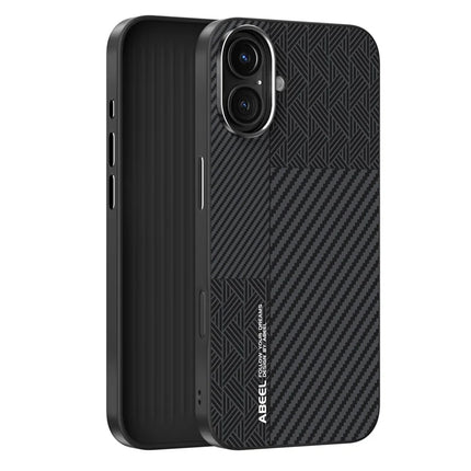ABEEL For iPhone 16 Case PC + TPU + Aluminum Alloy + PU Leather Phone Cover Compatible with MagSafe
