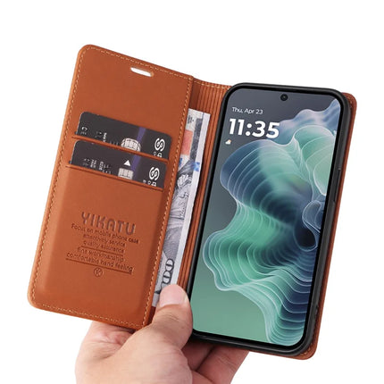 YIKATU YK-001 For Motorola Moto G35 5G Case Stand Leather Phone Cover Strong Magnetic Closure