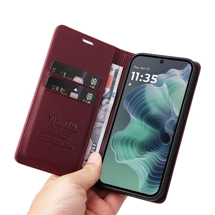 YIKATU YK-001 For Motorola Moto G35 5G Case Stand Leather Phone Cover Strong Magnetic Closure