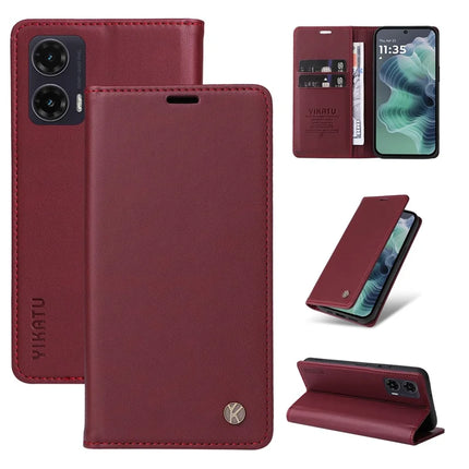 YIKATU YK-001 For Motorola Moto G35 5G Case Stand Leather Phone Cover Strong Magnetic Closure