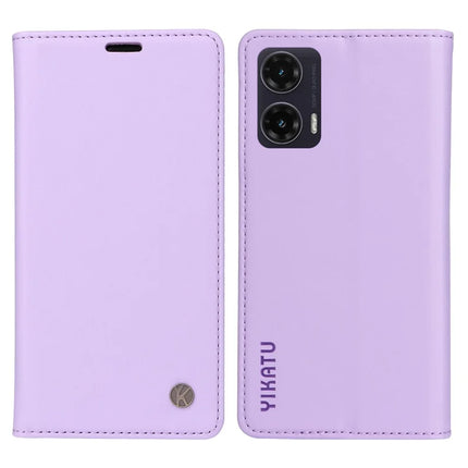 YIKATU YK-001 For Motorola Moto G35 5G Case Stand Leather Phone Cover Strong Magnetic Closure - Light Purple