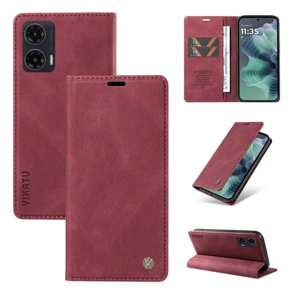 YIKATU YK-004 For Motorola Moto G35 5G Case Leather Skin-Touch Phone Cover Magnetic Auto-Absorbed