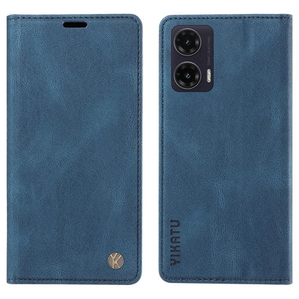 YIKATU YK-004 For Motorola Moto G35 5G Case Leather Skin-Touch Phone Cover Magnetic Auto-Absorbed - Blue