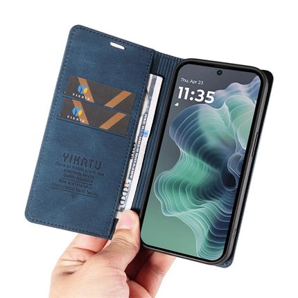YIKATU YK-004 For Motorola Moto G35 5G Case Leather Skin-Touch Phone Cover Magnetic Auto-Absorbed