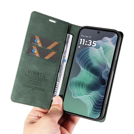 YIKATU YK-004 For Motorola Moto G35 5G Case Leather Skin-Touch Phone Cover Magnetic Auto-Absorbed