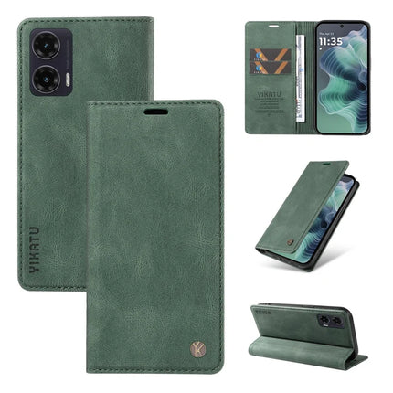 YIKATU YK-004 For Motorola Moto G35 5G Case Leather Skin-Touch Phone Cover Magnetic Auto-Absorbed
