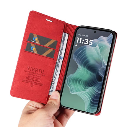 YIKATU YK-004 For Motorola Moto G35 5G Case Leather Skin-Touch Phone Cover Magnetic Auto-Absorbed