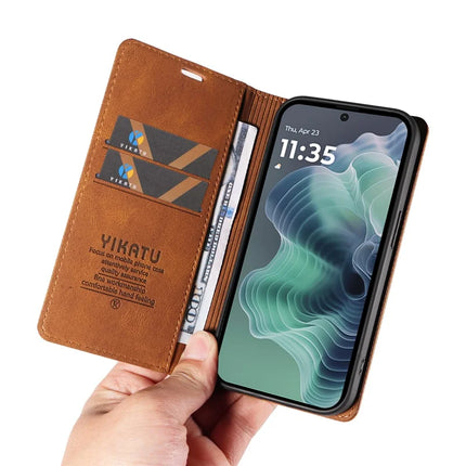 YIKATU YK-004 For Motorola Moto G35 5G Case Leather Skin-Touch Phone Cover Magnetic Auto-Absorbed