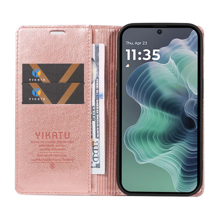 YIKATU YK-006 For Motorola Moto G35 5G Case Card Slots Magnetic Closure Leather Phone Cover Litchi Texture