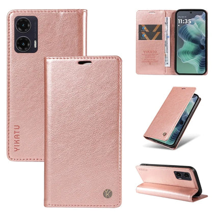 YIKATU YK-006 For Motorola Moto G35 5G Case Card Slots Magnetic Closure Leather Phone Cover Litchi Texture
