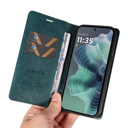 YIKATU YK-006 For Motorola Moto G35 5G Case Card Slots Magnetic Closure Leather Phone Cover Litchi Texture