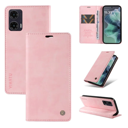 YIKATU YK-006 For Motorola Moto G35 5G Case Card Slots Magnetic Closure Leather Phone Cover Litchi Texture