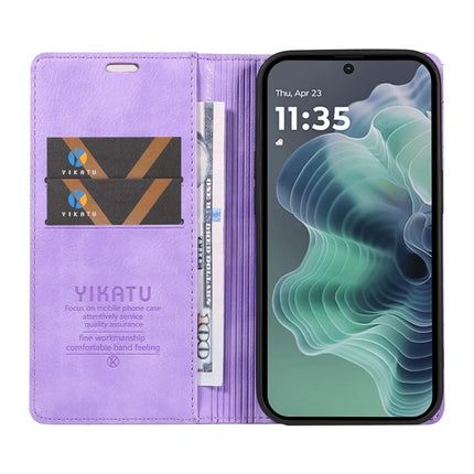 YIKATU YK-006 For Motorola Moto G35 5G Case Card Slots Magnetic Closure Leather Phone Cover Litchi Texture