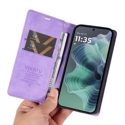 YIKATU YK-006 For Motorola Moto G35 5G Case Card Slots Magnetic Closure Leather Phone Cover Litchi Texture