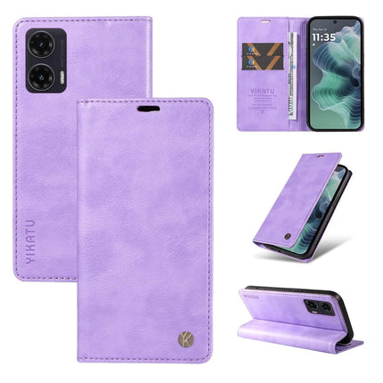 YIKATU YK-006 For Motorola Moto G35 5G Case Card Slots Magnetic Closure Leather Phone Cover Litchi Texture
