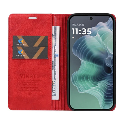 YIKATU YK-006 For Motorola Moto G35 5G Case Card Slots Magnetic Closure Leather Phone Cover Litchi Texture