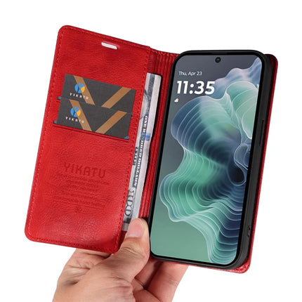 YIKATU YK-006 For Motorola Moto G35 5G Case Card Slots Magnetic Closure Leather Phone Cover Litchi Texture