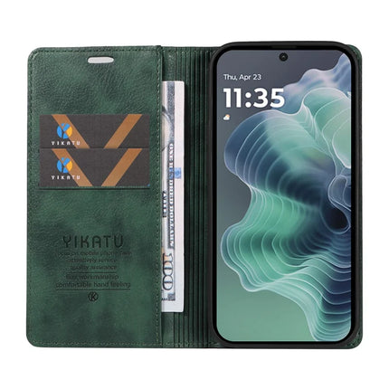 YIKATU YK-006 For Motorola Moto G35 5G Case Card Slots Magnetic Closure Leather Phone Cover Litchi Texture