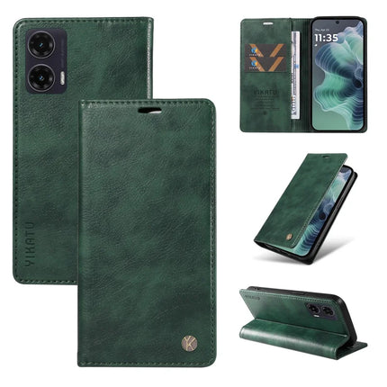 YIKATU YK-006 For Motorola Moto G35 5G Case Card Slots Magnetic Closure Leather Phone Cover Litchi Texture