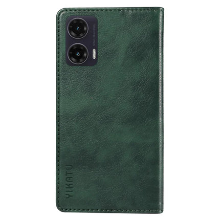 YIKATU YK-006 For Motorola Moto G35 5G Case Card Slots Magnetic Closure Leather Phone Cover Litchi Texture