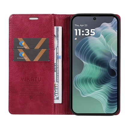 YIKATU YK-006 For Motorola Moto G35 5G Case Card Slots Magnetic Closure Leather Phone Cover Litchi Texture
